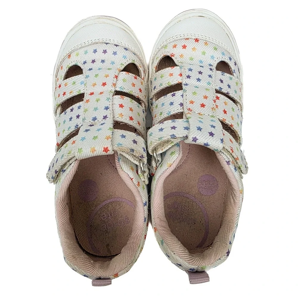 Stride Rite Hadley 2.0 Girls 8.5M Rainbow Star Sandal Sneakers White Hook Loop